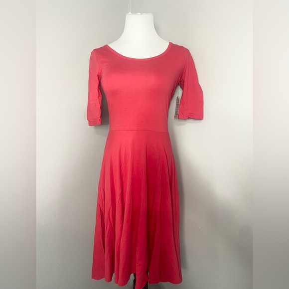 LuLaRoe Nicole Dress Coral/Pink A-Line - Picture 7 of 7